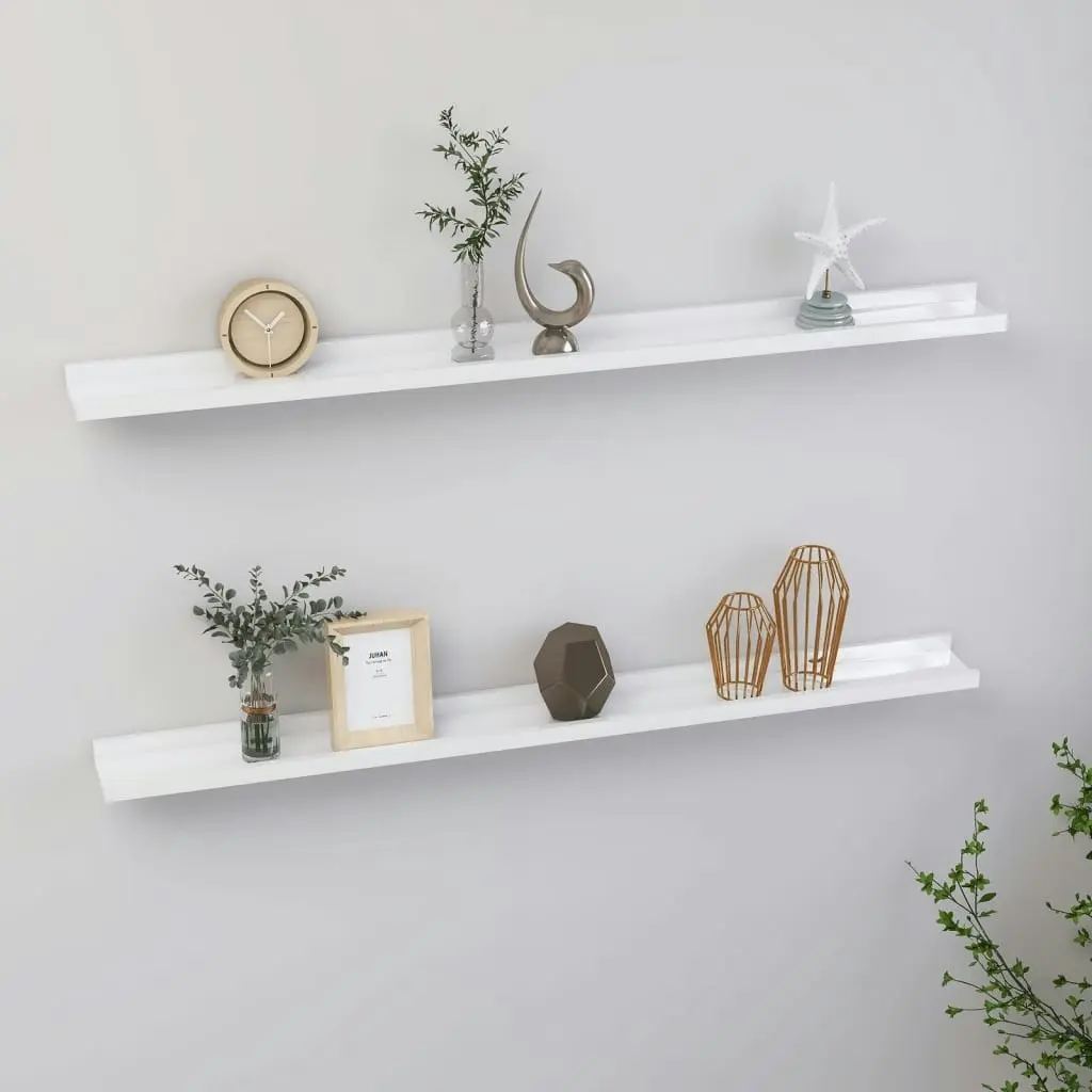 Wall Shelves 2 pcs High Gloss White 100x9x3 cm 326651