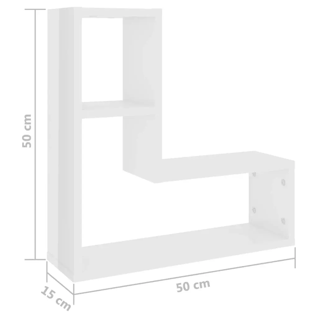 Wall Shelves 2 pcs High Gloss White 50x15x50 cm Engineered Wood 807220