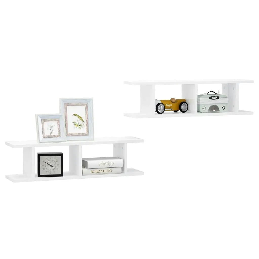 Wall Shelves 2 pcs High Gloss White 75x18x20 cm Engineered Wood 807193