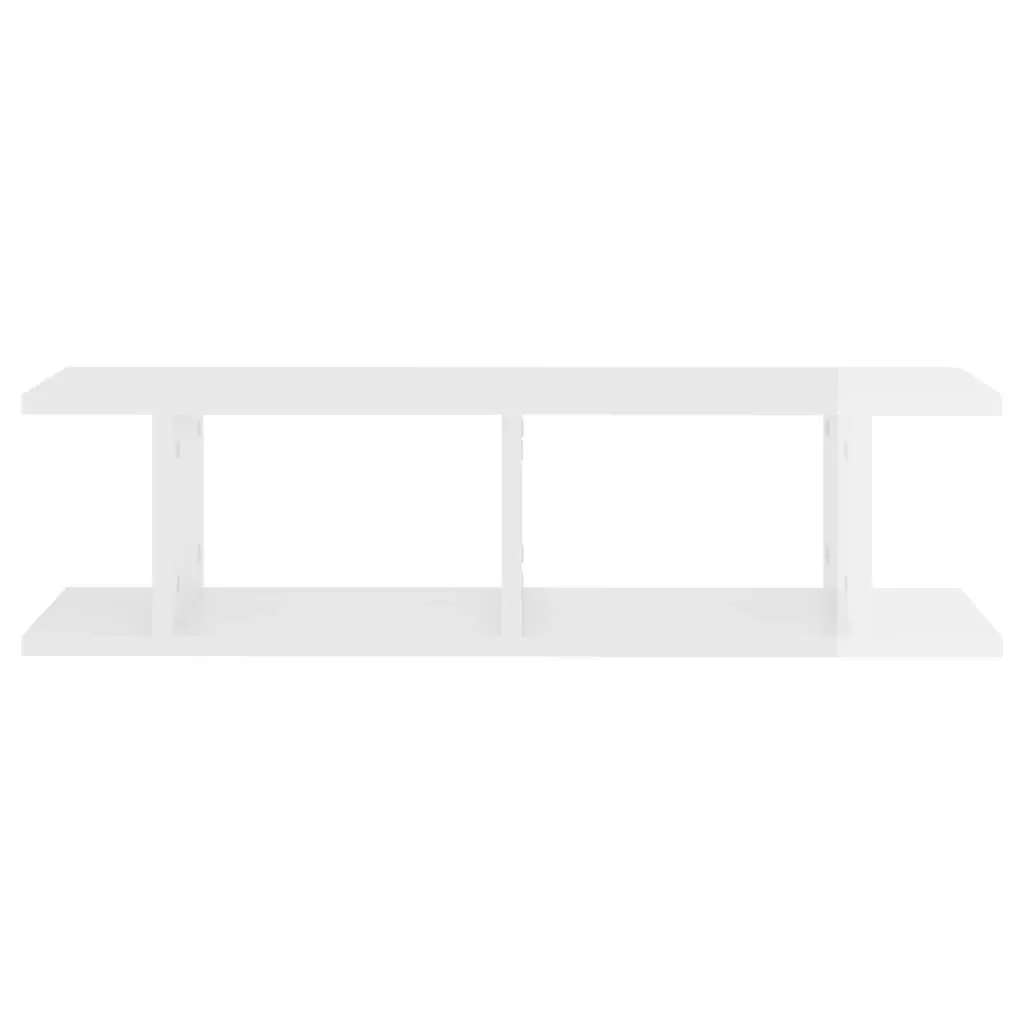 Wall Shelves 2 pcs High Gloss White 75x18x20 cm Engineered Wood 807193