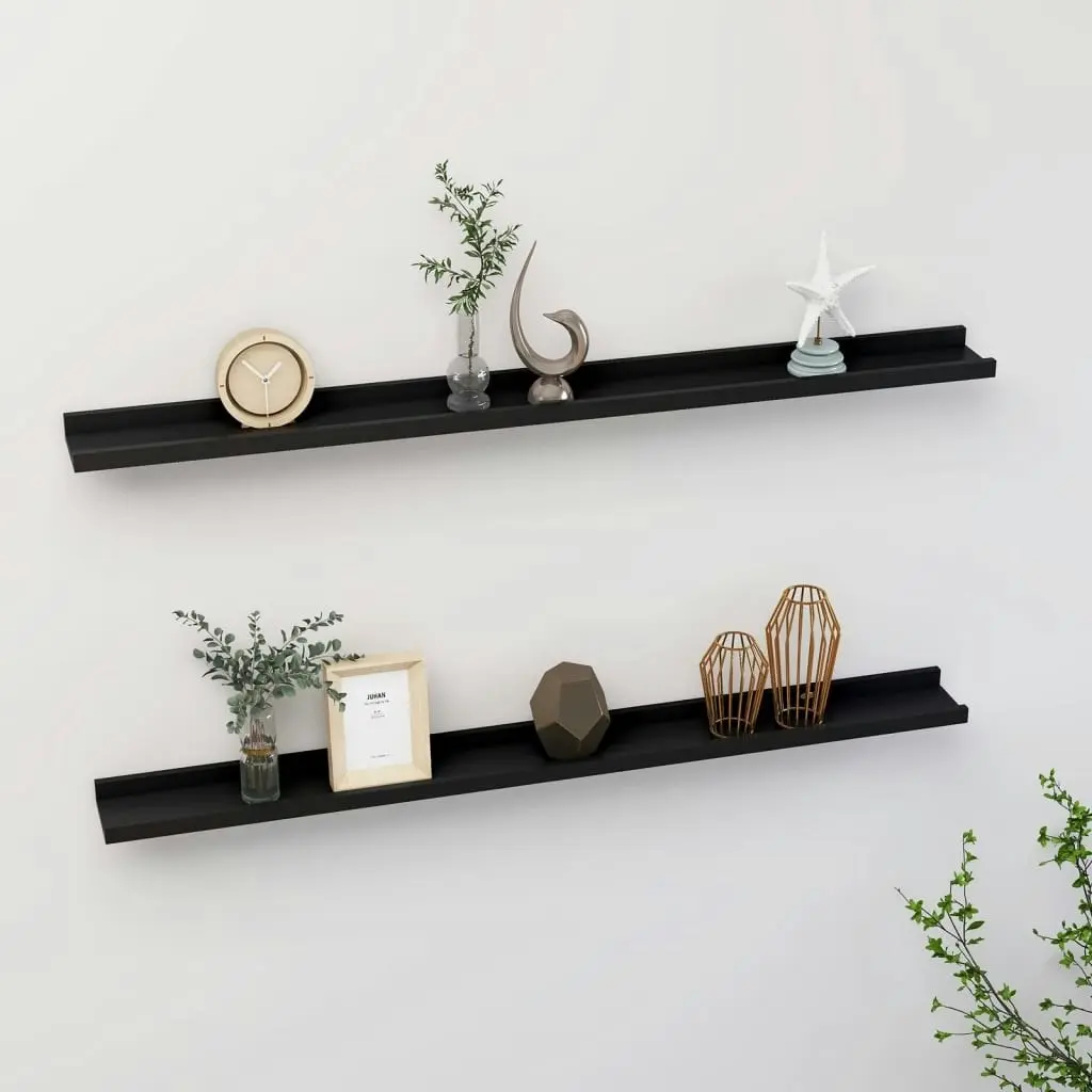 Wall Shelves 2 pcs Black 100x9x3 cm 326665