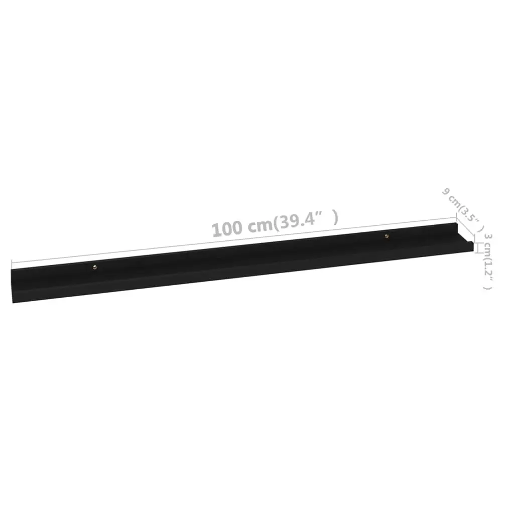 Wall Shelves 2 pcs Black 100x9x3 cm 326665