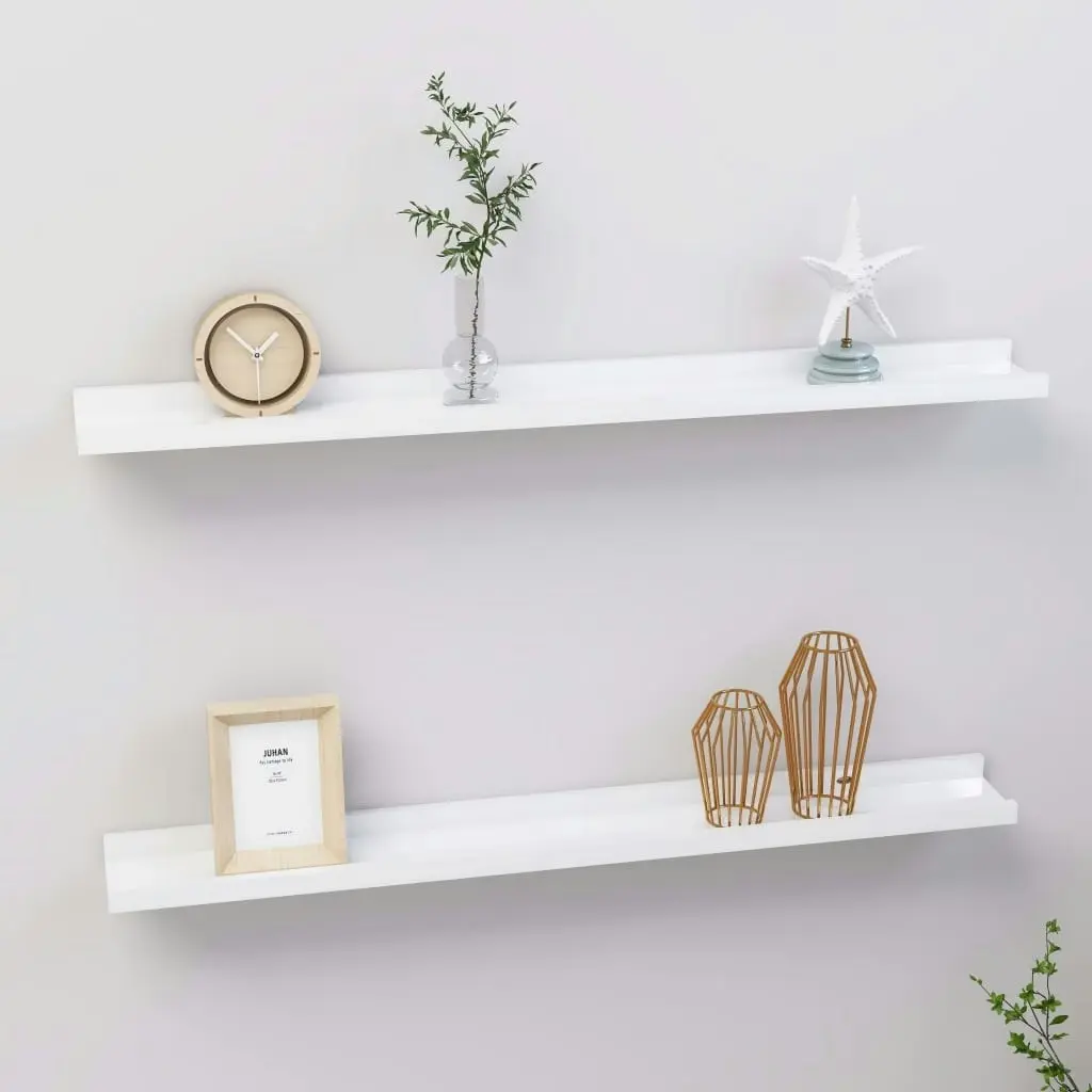 Wall Shelves 2 pcs High Gloss White 80x9x3 cm 326650