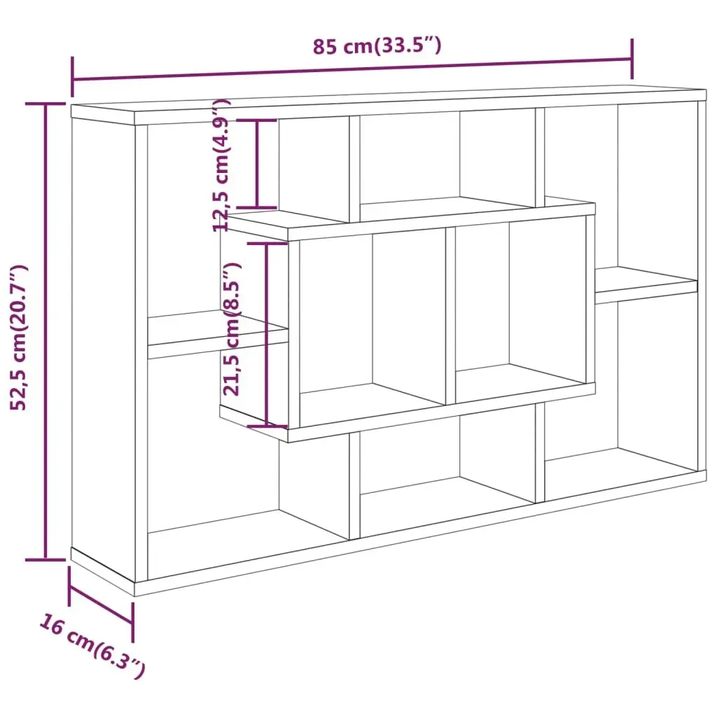 Wall Shelf White 85x16x52.5 cm Engineered Wood 801418