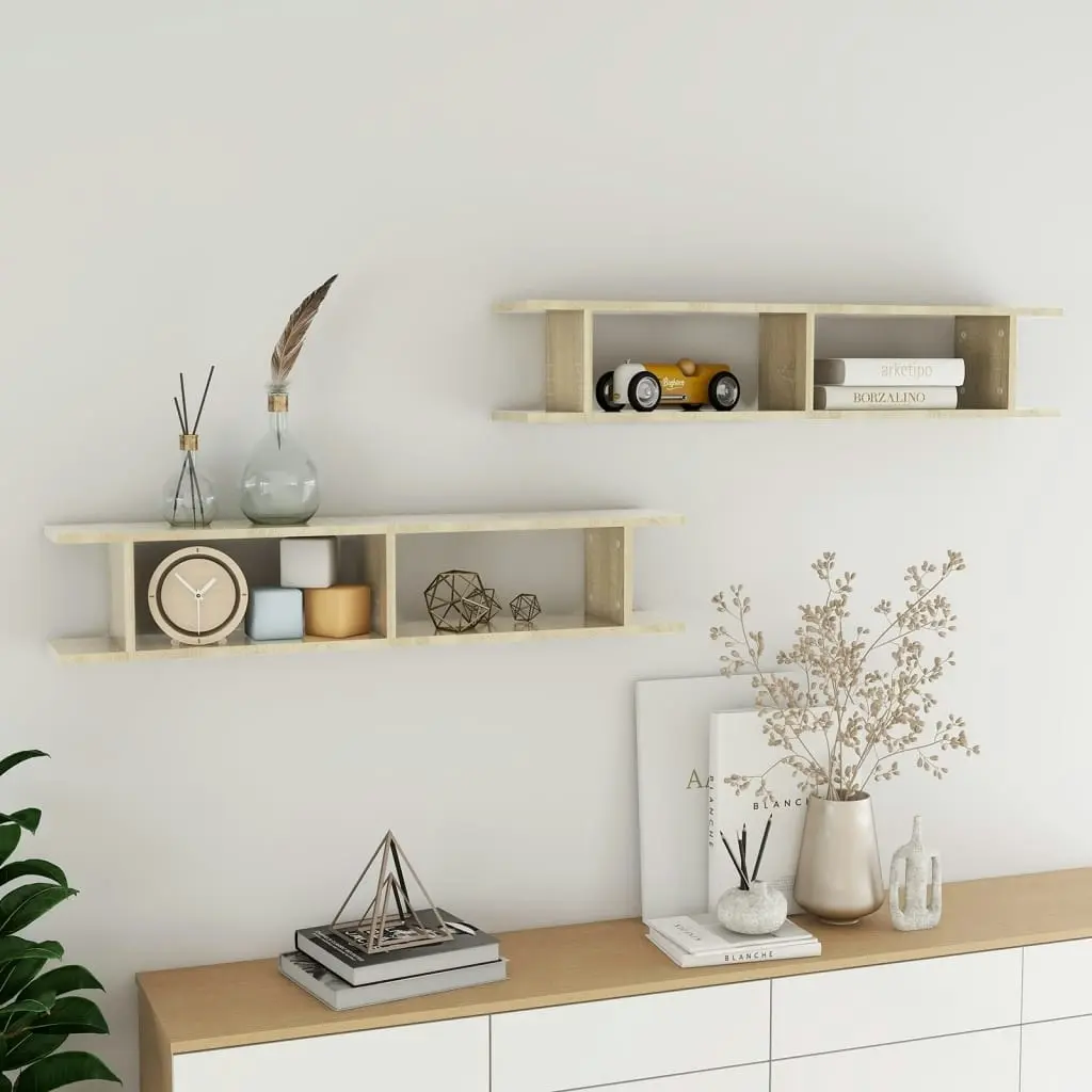 Wall Shelves 2 pcs Sonoma Oak 105x18x20 cm Engineered Wood 807208