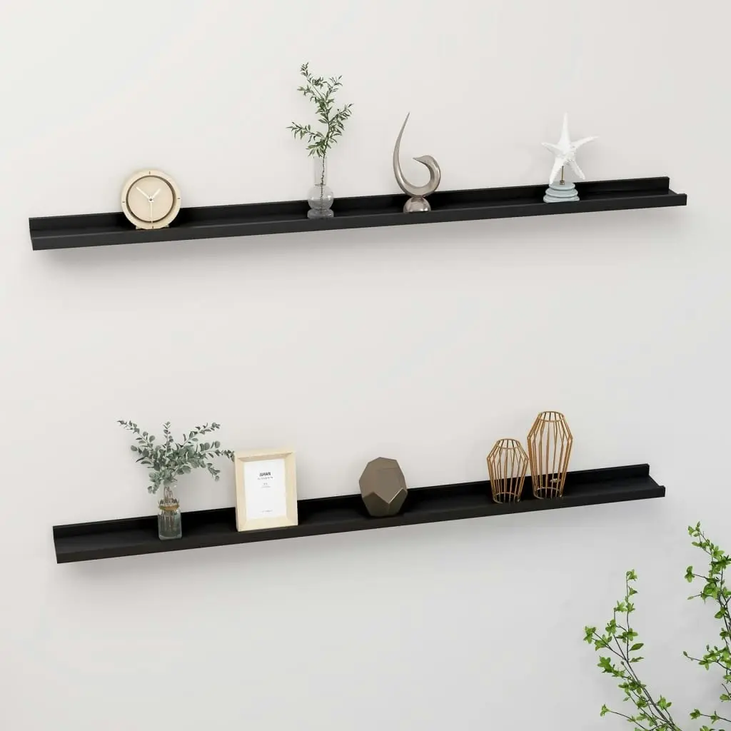 Wall Shelves 2 pcs Black 115x9x3 cm 326666