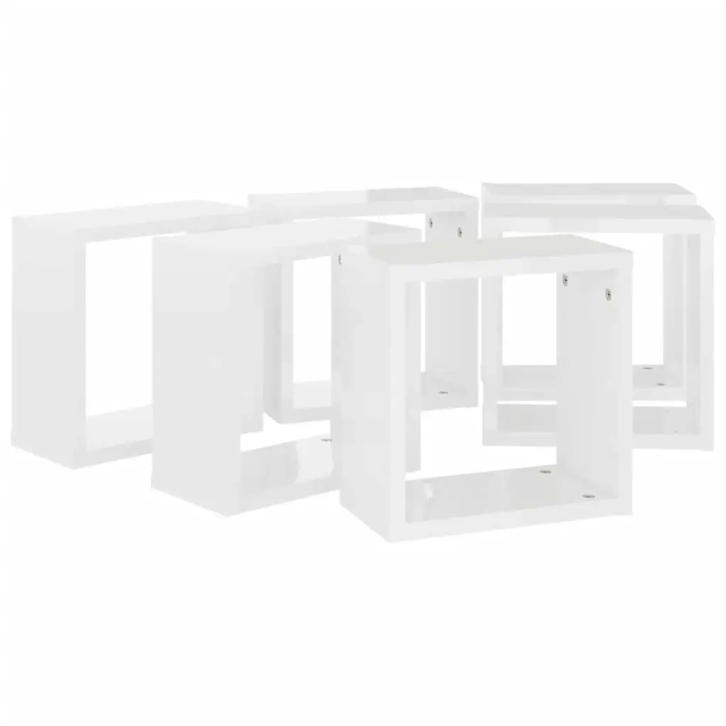 Wall Cube Shelves 6 pcs High Gloss White 30x15x30 cm 807018