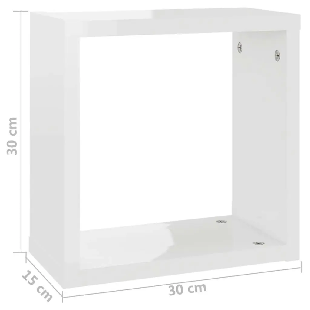 Wall Cube Shelves 6 pcs High Gloss White 30x15x30 cm 807018