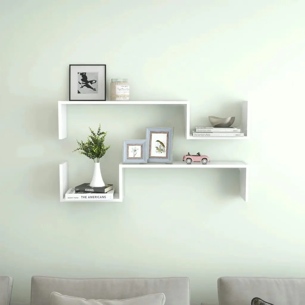 Wall Shelves 2 pcs White 100x15x20 cm Engineered Wood 807268