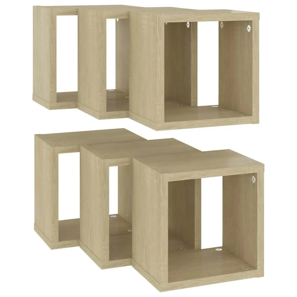 Wall Cube Shelves 6 pcs Sonoma Oak 22x15x22 cm 807063