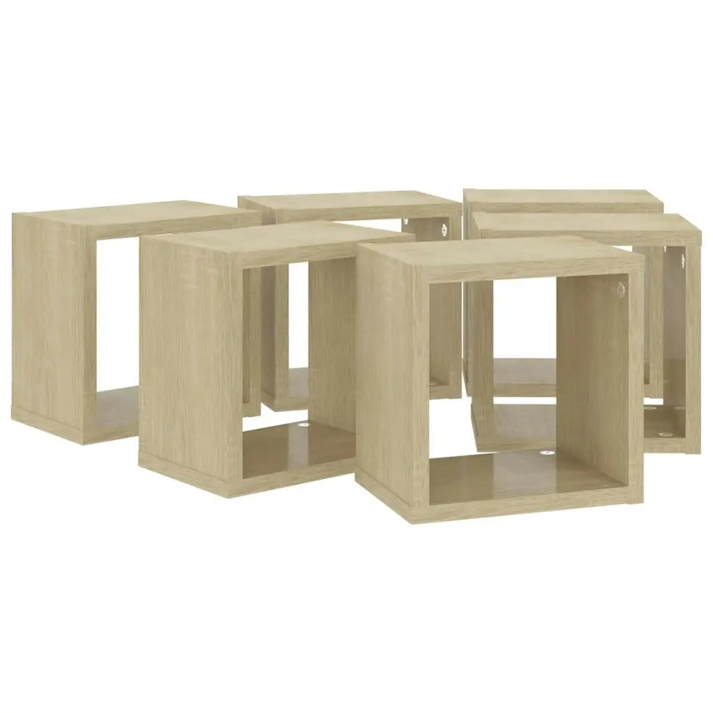 Wall Cube Shelves 6 pcs Sonoma Oak 22x15x22 cm 807063