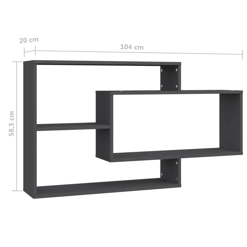 Wall Shelves Grey 104x20x58.5 cm Engineered Wood 800326