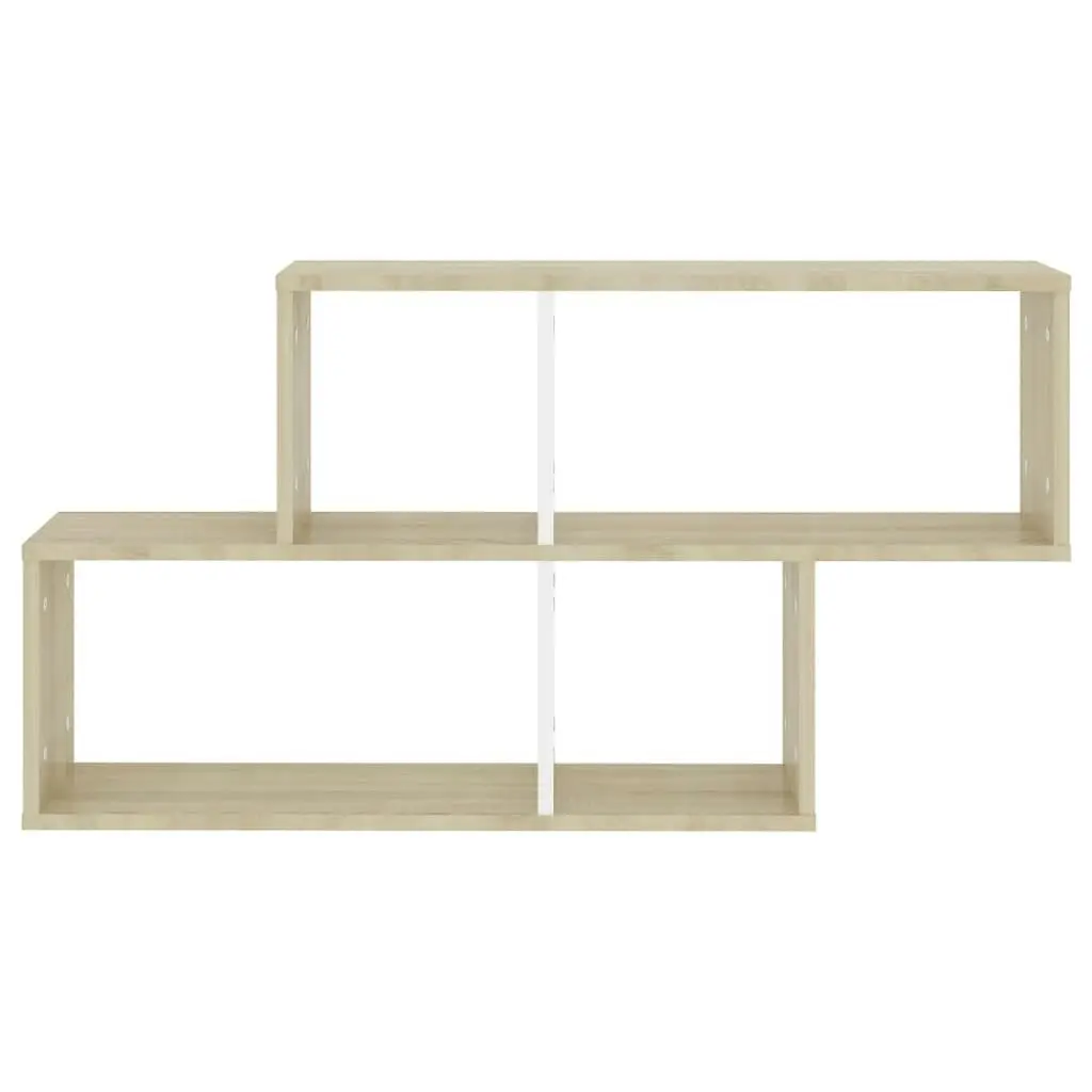 Wall Shelf White and Sonoma Oak 100x18x53 cm Engineered Wood 807165