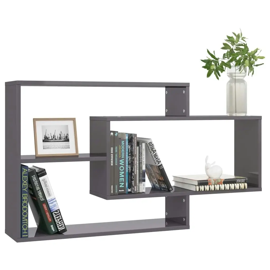 Wall Shelves High Gloss Grey 104x20x58.5 cm Engineered Wood 800332