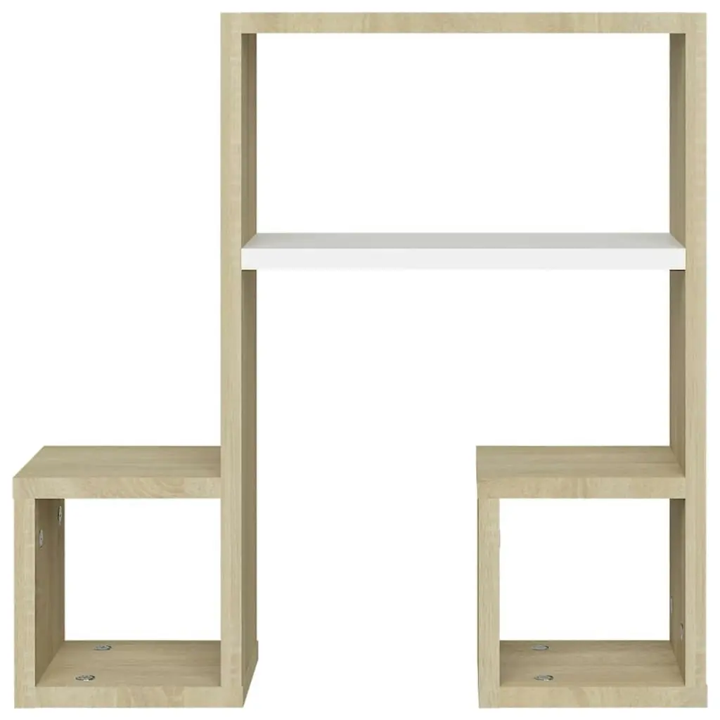 Wall Shelves 2 pcs White and Sonoma Oak 50x15x50 cm Engineered Wood 807246