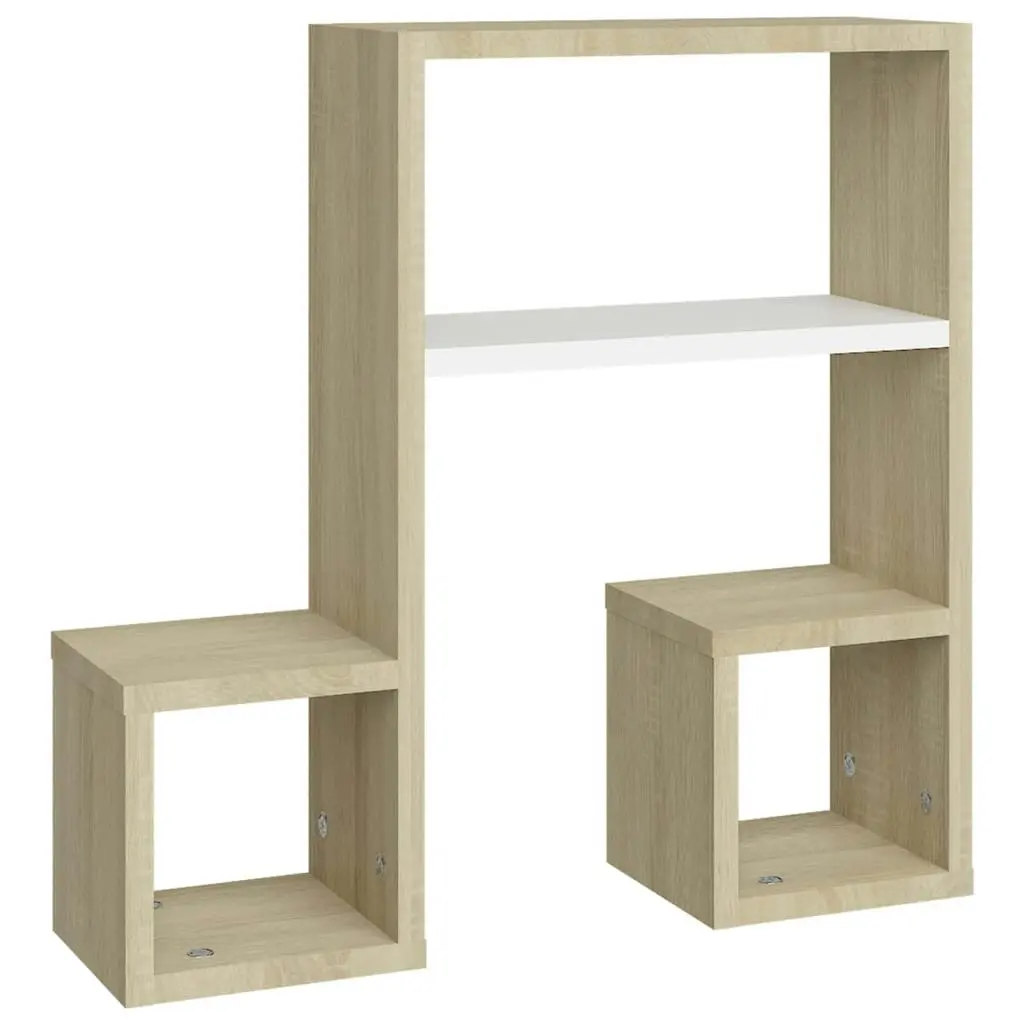 Wall Shelves 2 pcs White and Sonoma Oak 50x15x50 cm Engineered Wood 807246