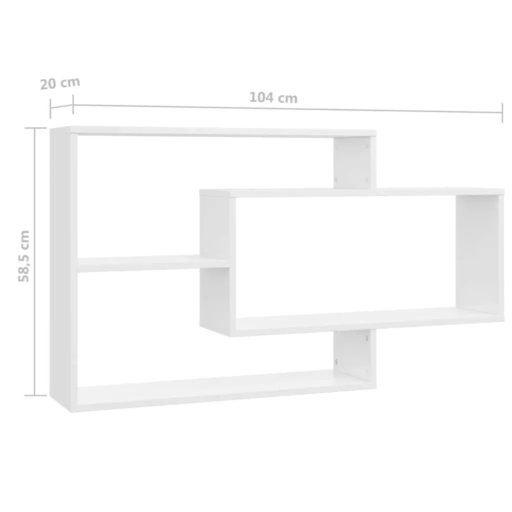 Wall Shelves High Gloss White 104x20x58.5 cm Engineered Wood 800330