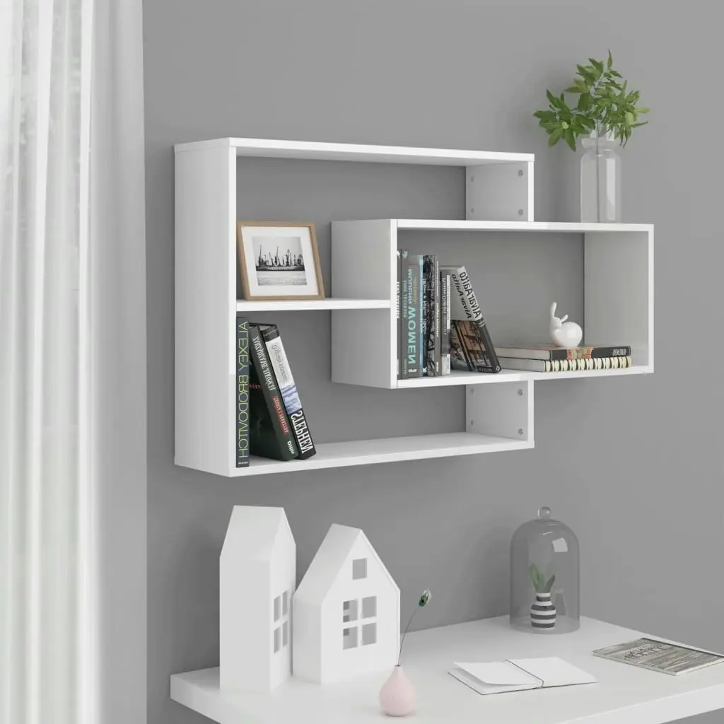 Wall Shelves High Gloss White 104x20x58.5 cm Engineered Wood 800330