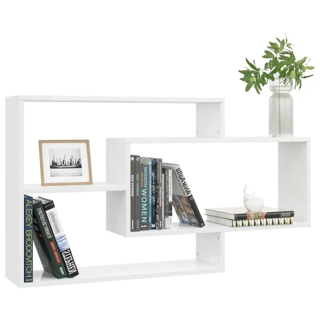 Wall Shelves High Gloss White 104x20x58.5 cm Engineered Wood 800330