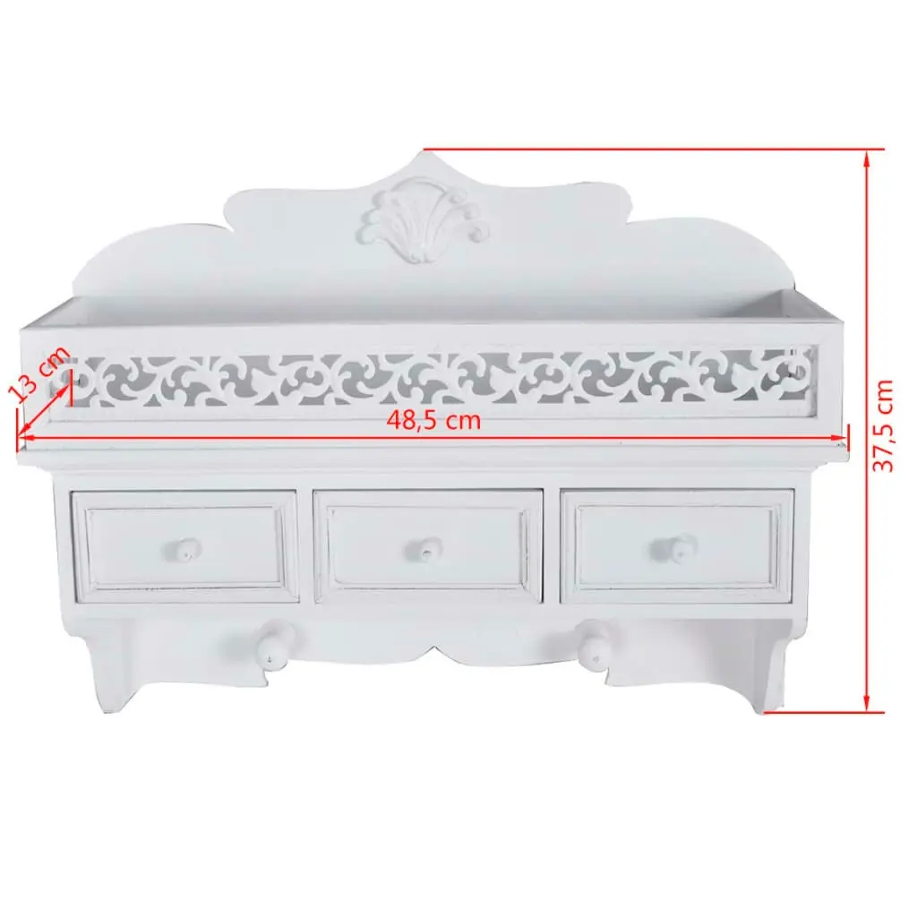 Wall Shelf/Peg with 3 Drawers 2 Hooks 60630