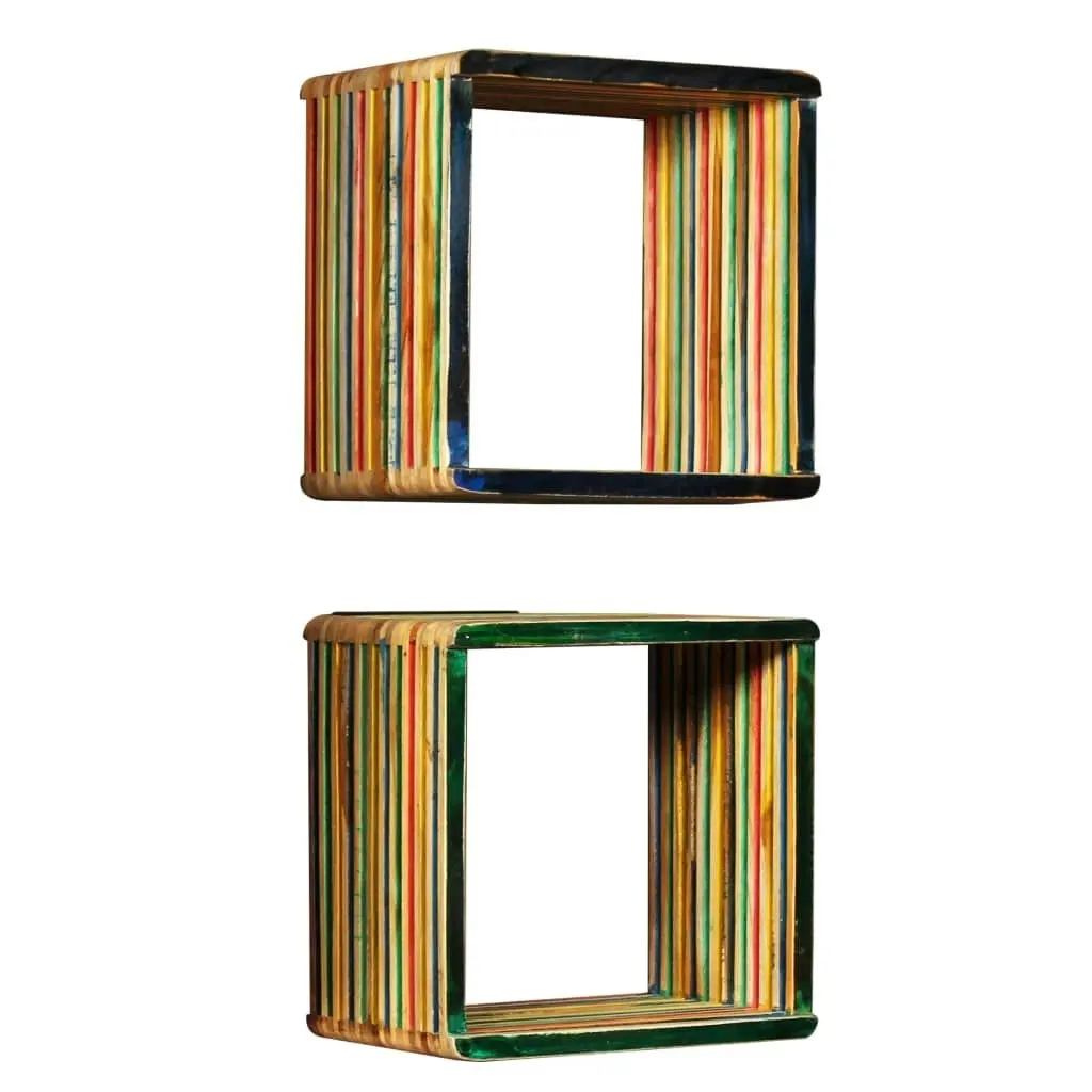 Wall Shelf Set 3 pcs Multicolour Solid Reclaimed Teak 245410