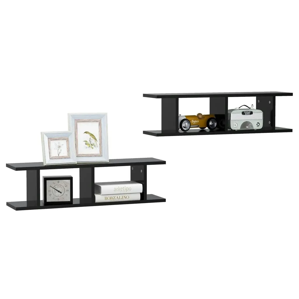 Wall Shelves 2 pcs Black 75x18x20 cm Engineered Wood 807188