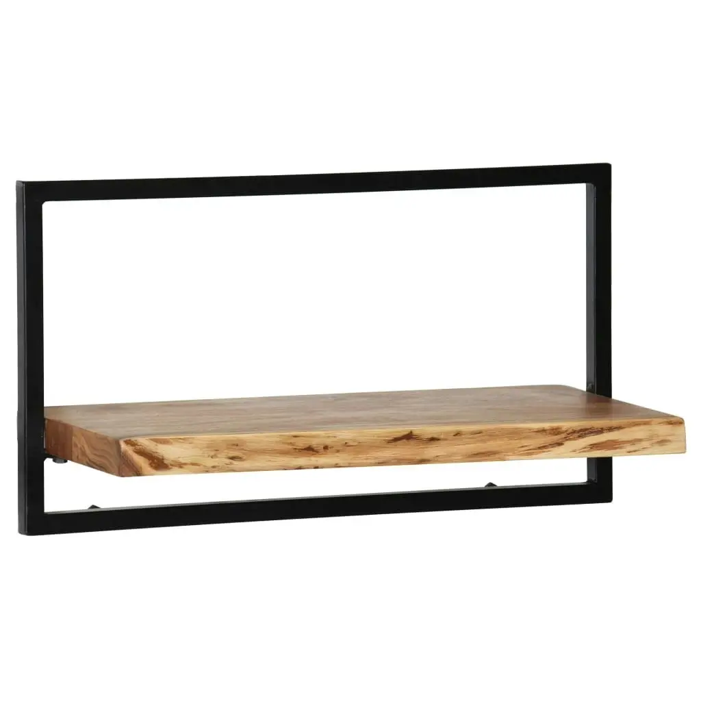 Wall Shelf Set 5 Pieces Solid Acacia Wood and Steel 246014