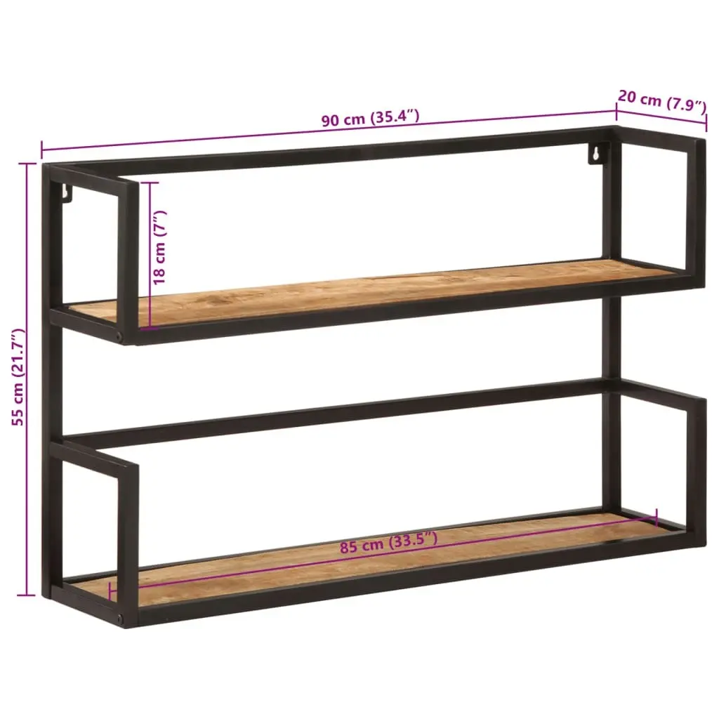 Wall Shelf 90x20x55 cm Solid Wood Mango and Iron 374966