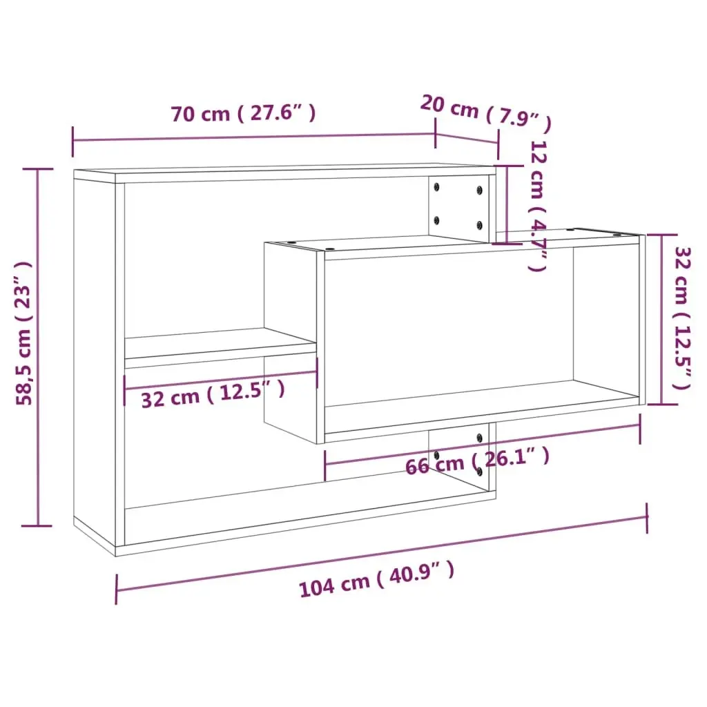 Wall Shelf Smoked Oak 104x20x58.5 cm Engineered Wood 815288