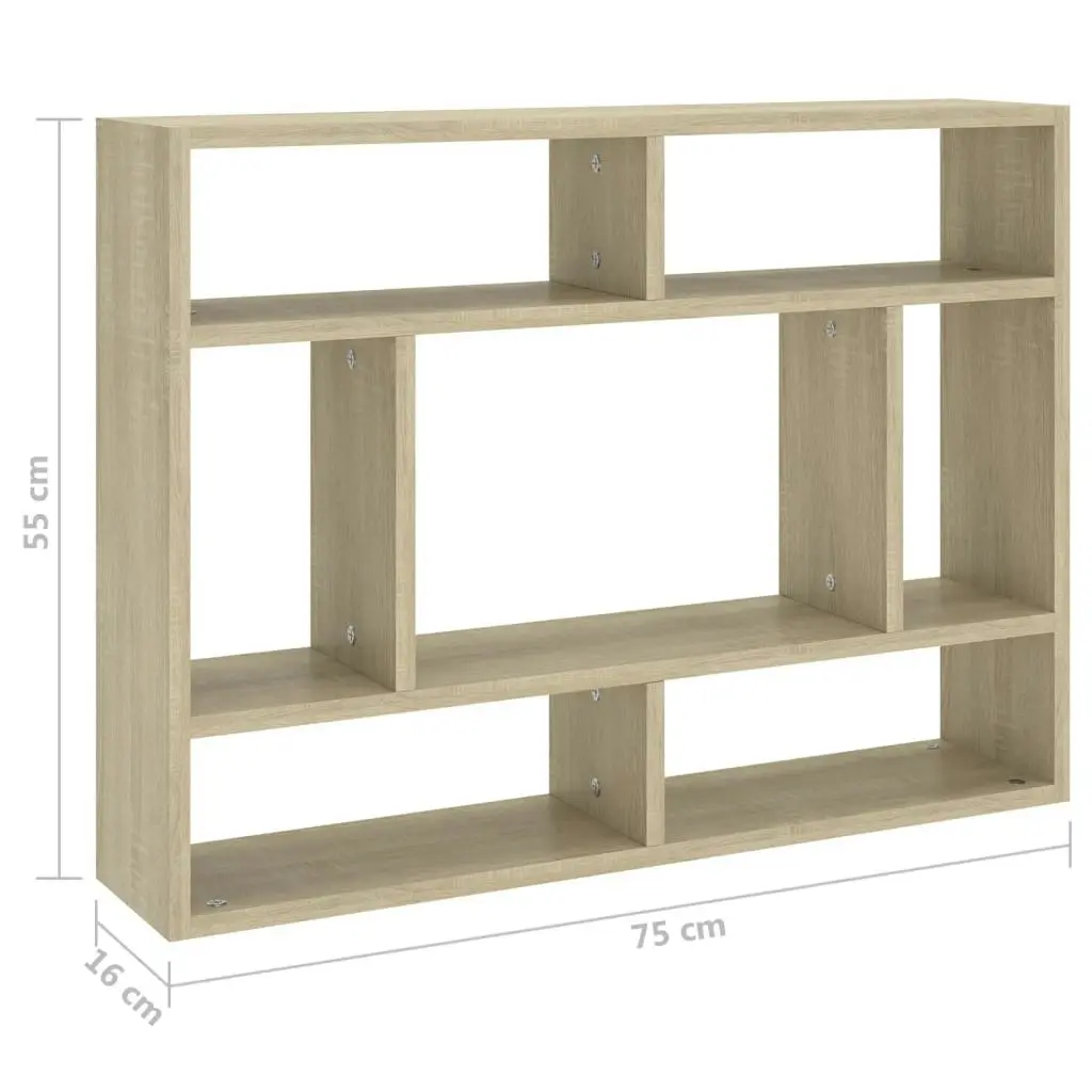 Wall Shelf Sonoma Oak 75x16x55 cm Engineered Wood 803005