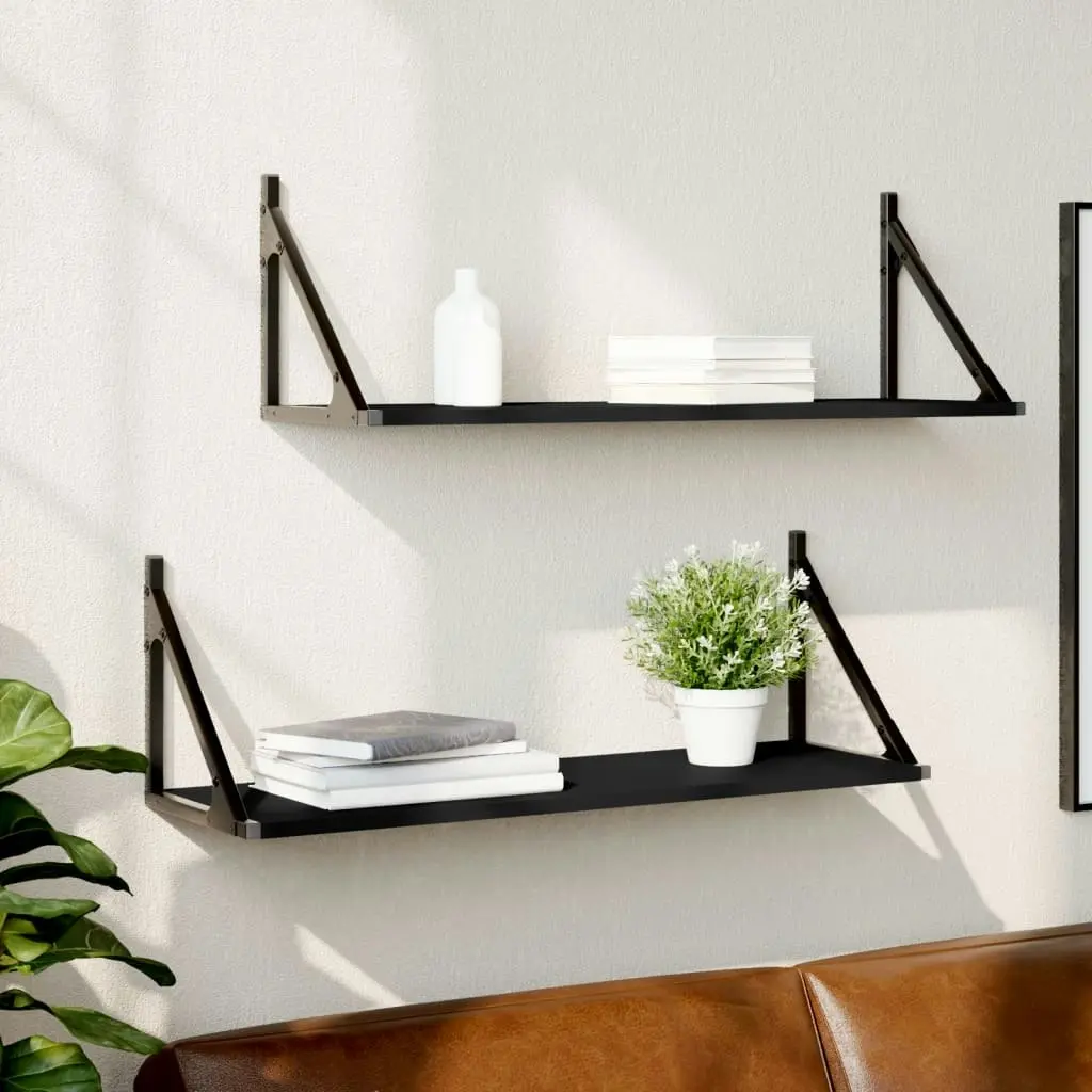 Wall Shelves 2 pcs Black 80x25x25.5 cm Engineered Wood 836338