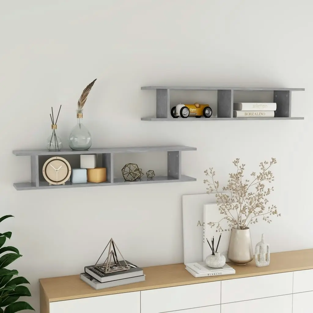 Wall Shelves 2 pcs Concrete Grey 105x18x20 cm Engineered Wood 807209