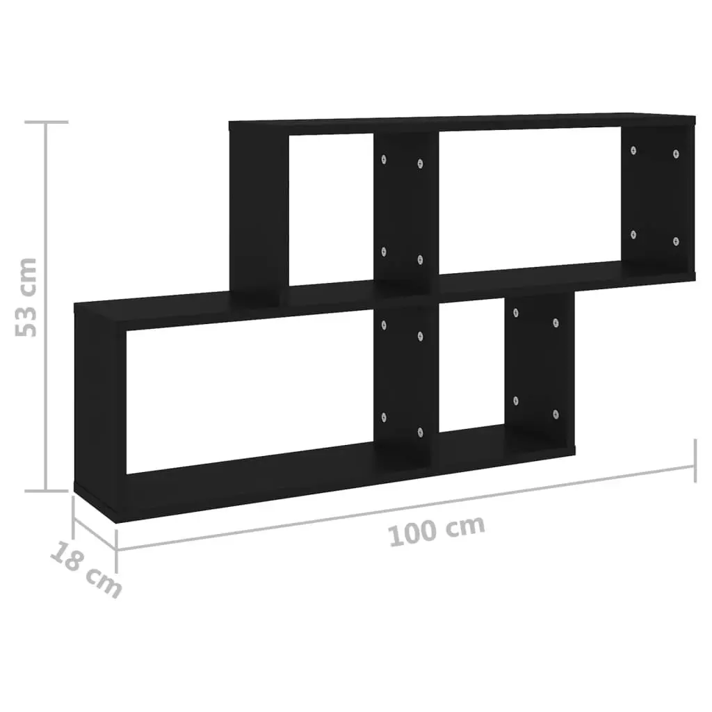 Wall Shelf Black 100x18x53 cm Engineered Wood 807161