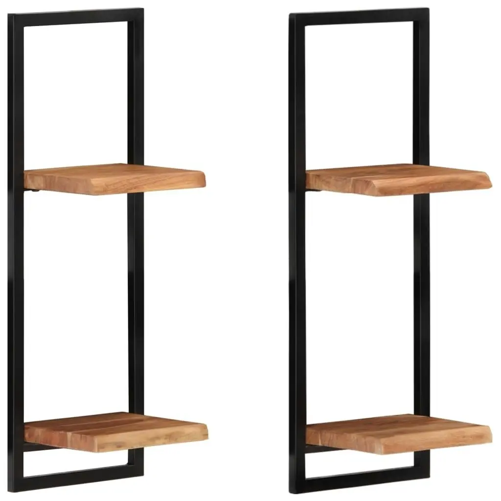 Wall Shelves 2 pcs 25x25x75 cm Solid Wood Acacia and Steel 338462