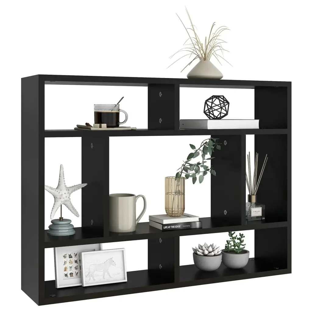 Wall Shelf Black 75x16x55 cm Engineered Wood 803003