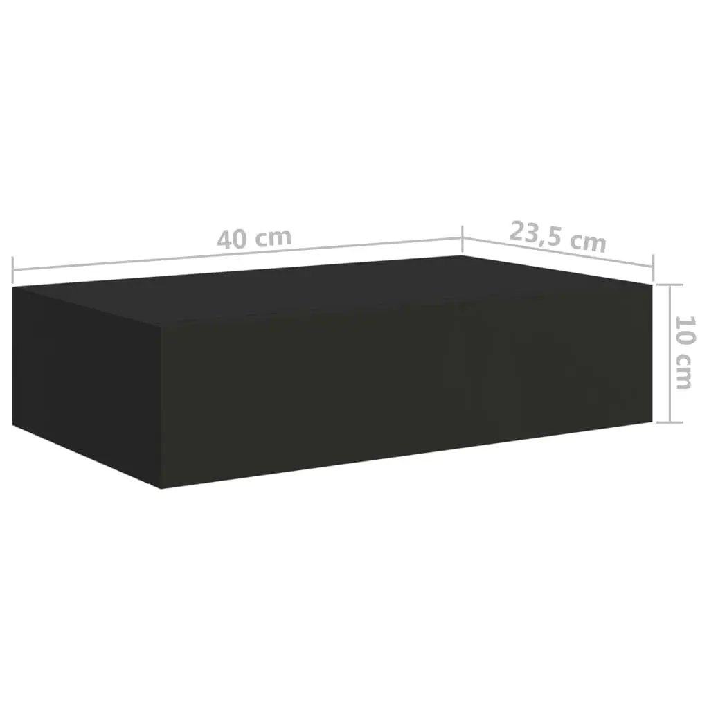 Wall-mounted Drawer Shelf Black 40x23.5x10cm MDF 330243