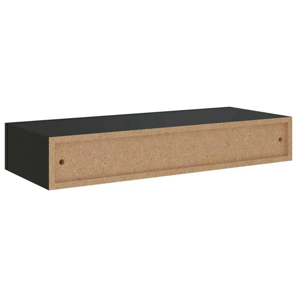 Wall-mounted Drawer Shelf Black 60x23.5x10cm MDF 330257