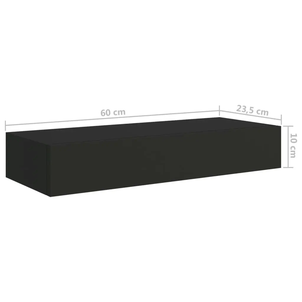 Wall-mounted Drawer Shelf Black 60x23.5x10cm MDF 330257