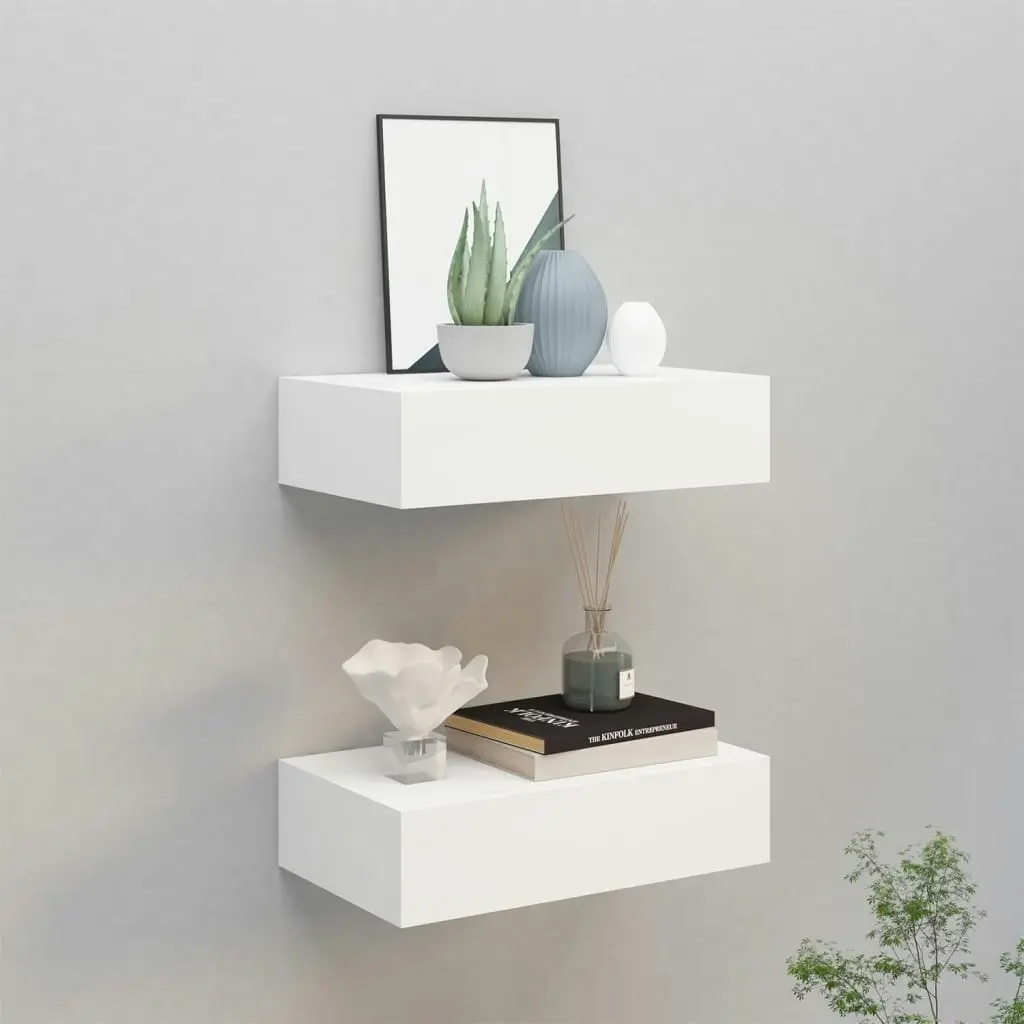 Wall-mounted Drawer Shelves 2 pcs White 40x23.5x10 cm MDF 330242