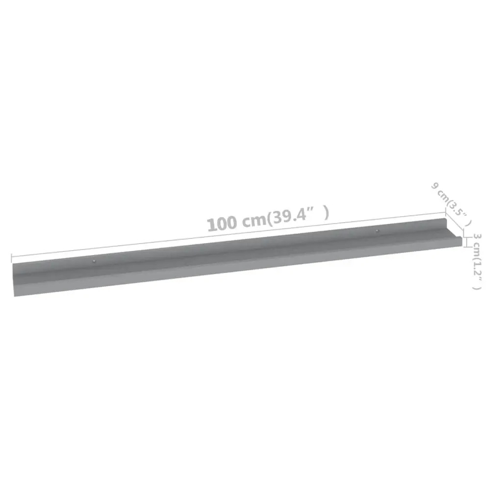 Wall Shelves 2 pcs Grey 100x9x3 cm 326672