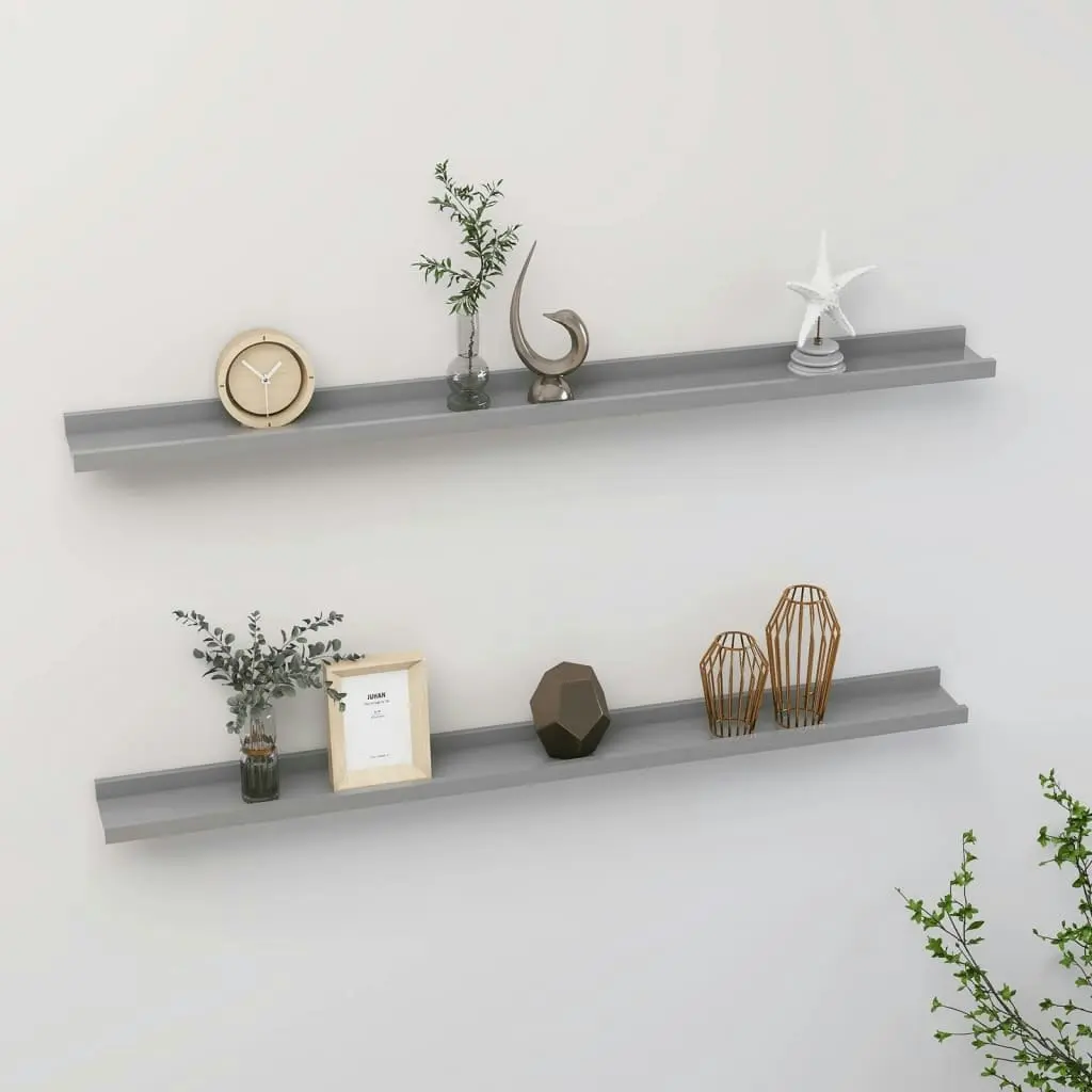 Wall Shelves 2 pcs Grey 100x9x3 cm 326672