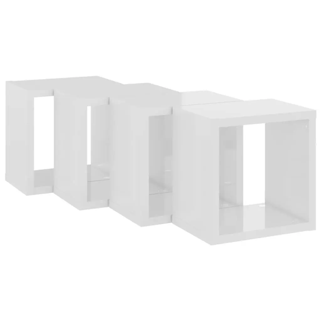 Wall Cube Shelves 4 pcs High Gloss White 22x15x22 cm 807071