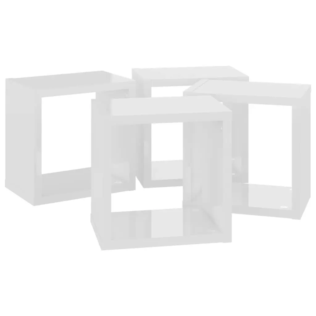 Wall Cube Shelves 4 pcs High Gloss White 22x15x22 cm 807071