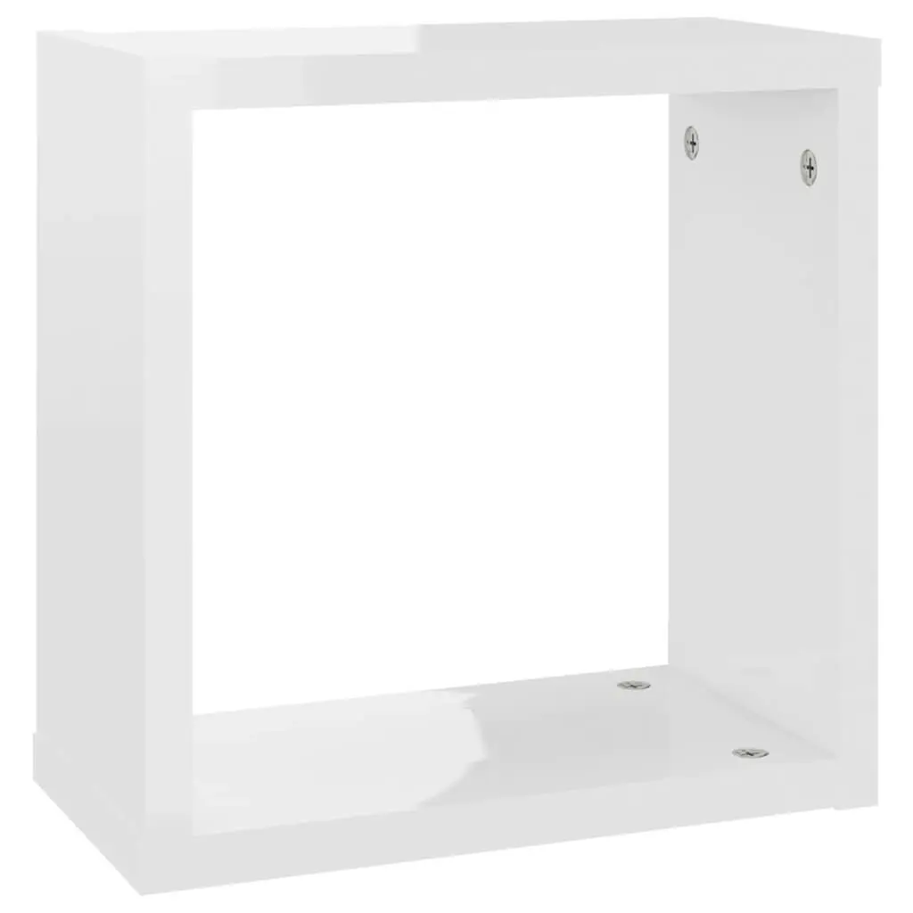 Wall Cube Shelves 4 pcs High Gloss White 30x15x30 cm 807017