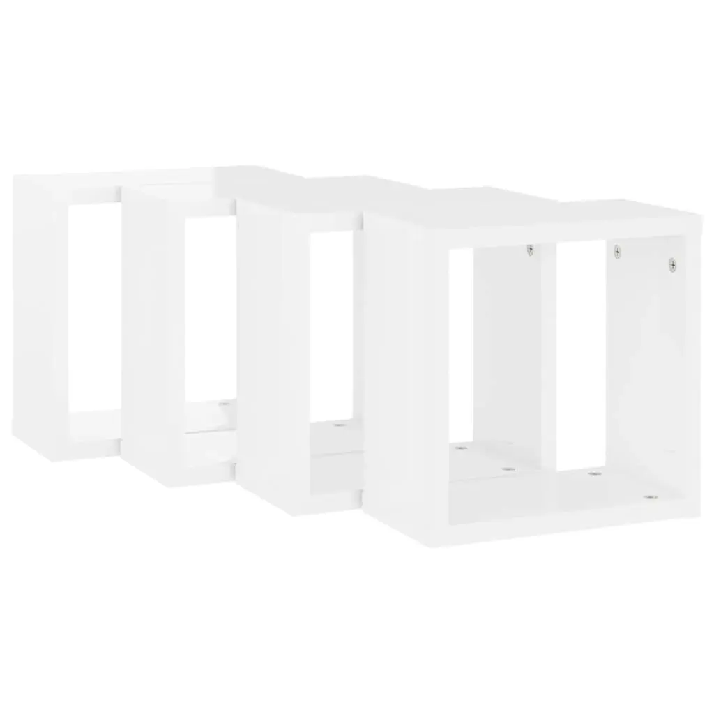 Wall Cube Shelves 4 pcs High Gloss White 30x15x30 cm 807017