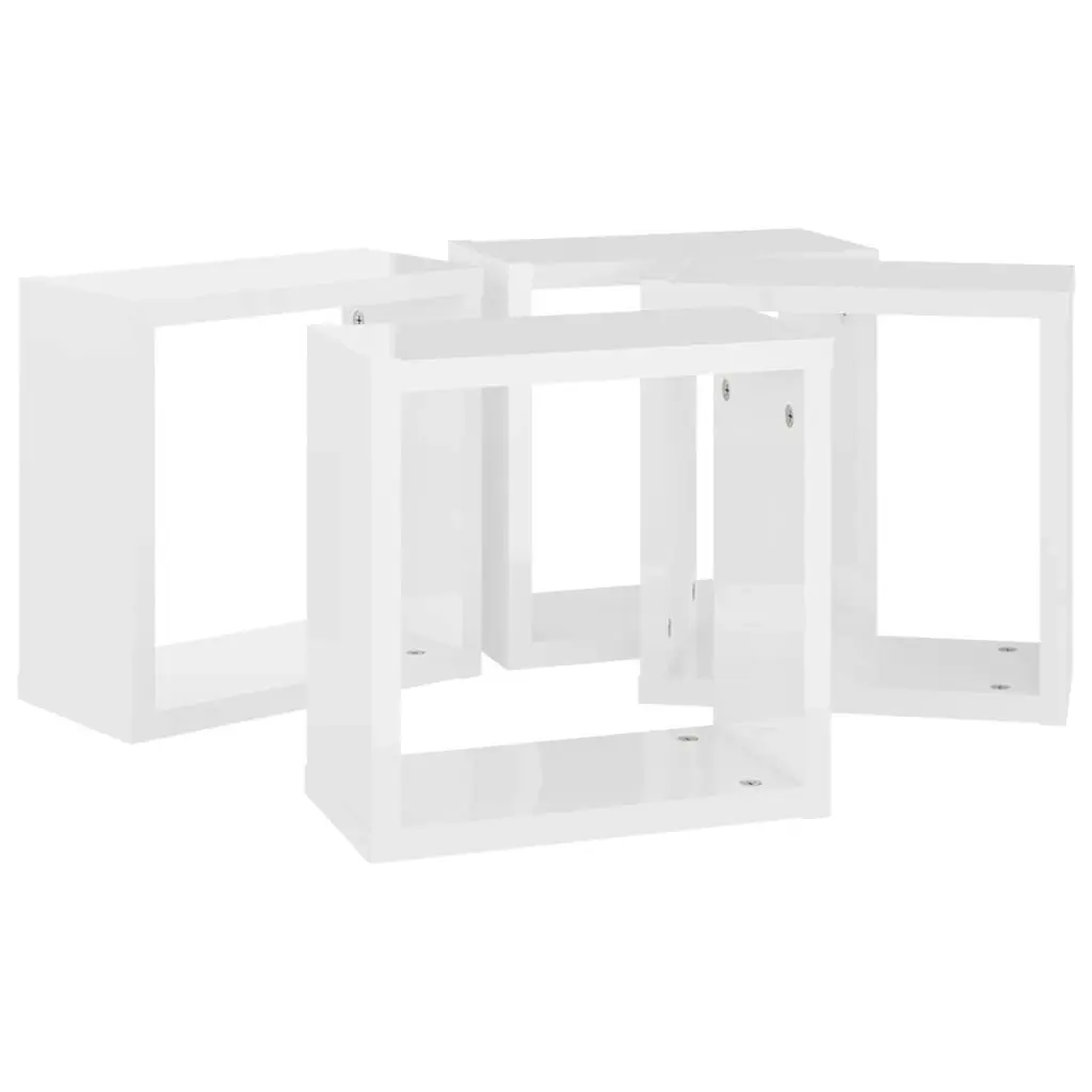 Wall Cube Shelves 4 pcs High Gloss White 30x15x30 cm 807017