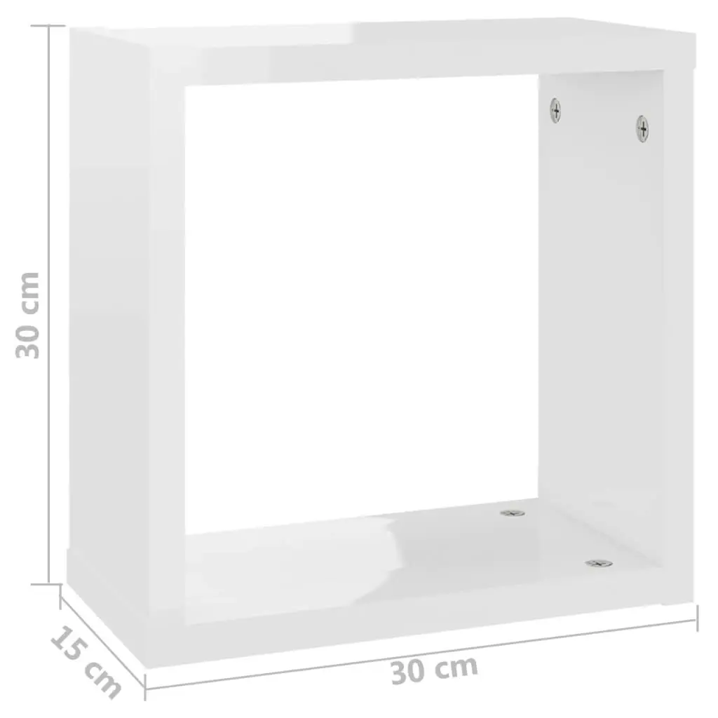 Wall Cube Shelves 4 pcs High Gloss White 30x15x30 cm 807017