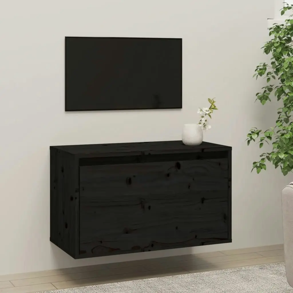 Wall Cabinet Black 60x30x35 cm Solid Wood Pine 813453