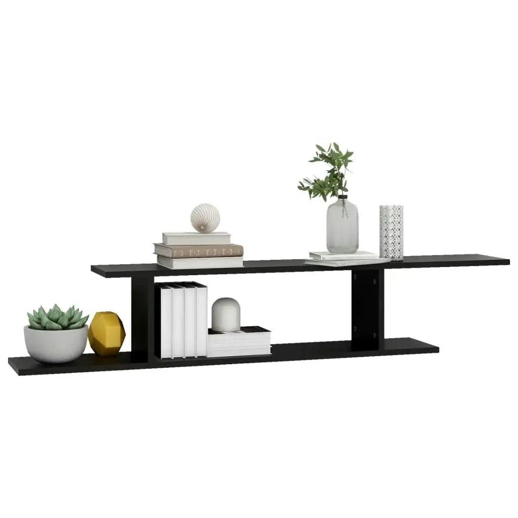 Wall-Mounted TV Shelf Black 125x18x23 cm Engineered Wood 806990