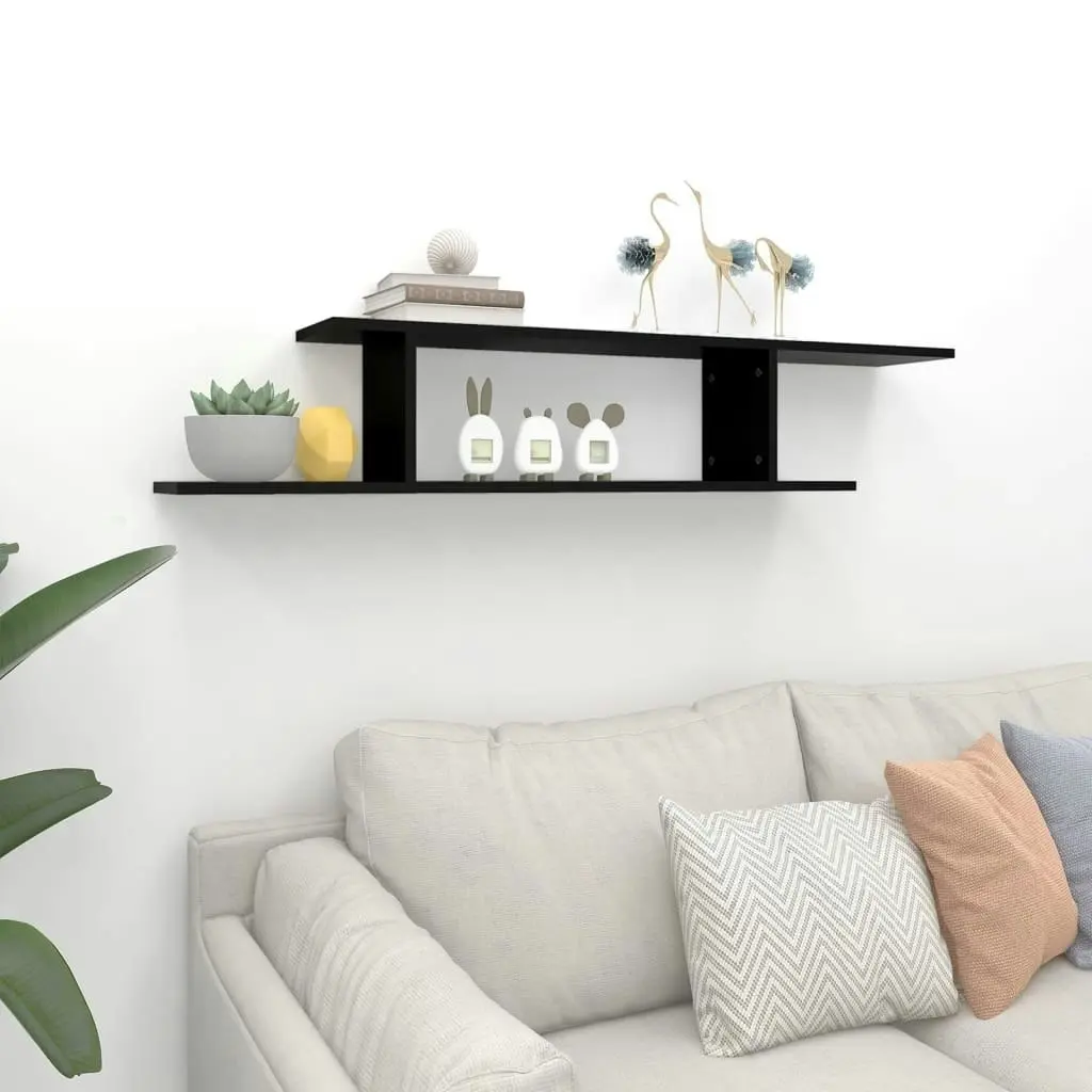 Wall-Mounted TV Shelf Black 125x18x23 cm Engineered Wood 806990